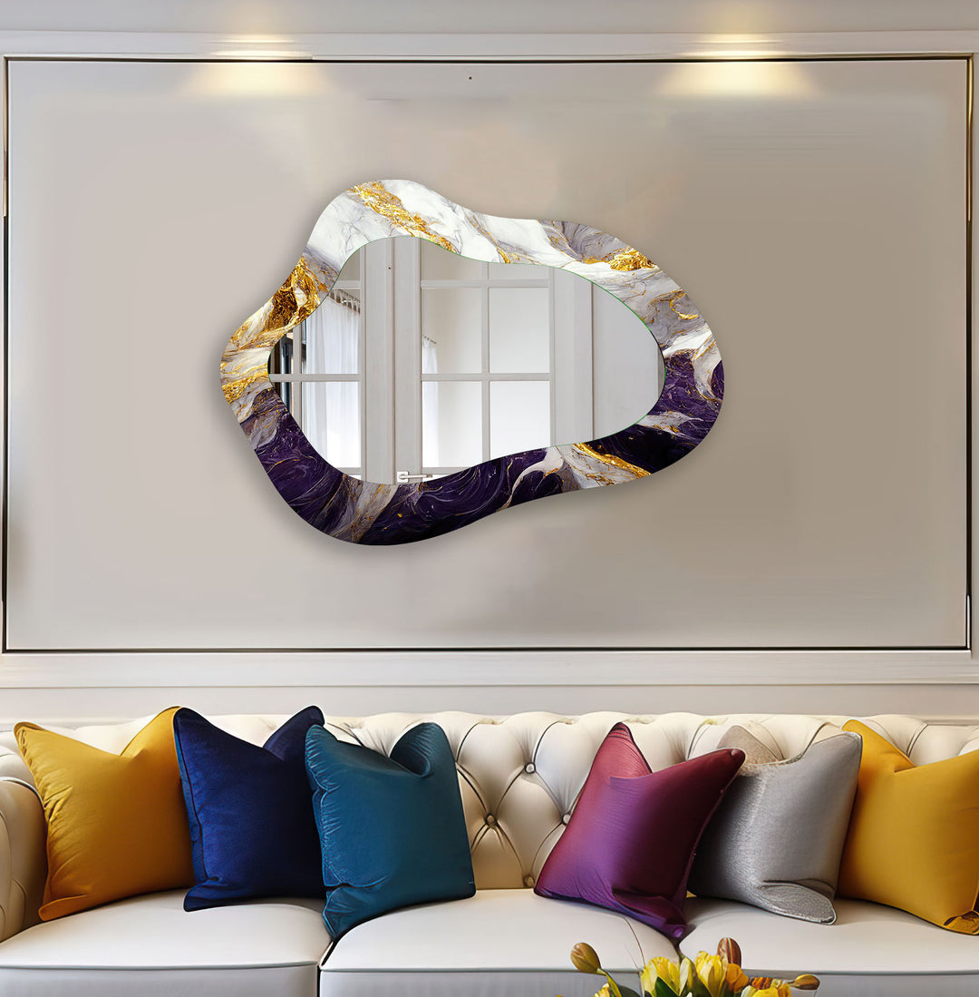 Elegant Purple Marble Decorative Wall Mirror