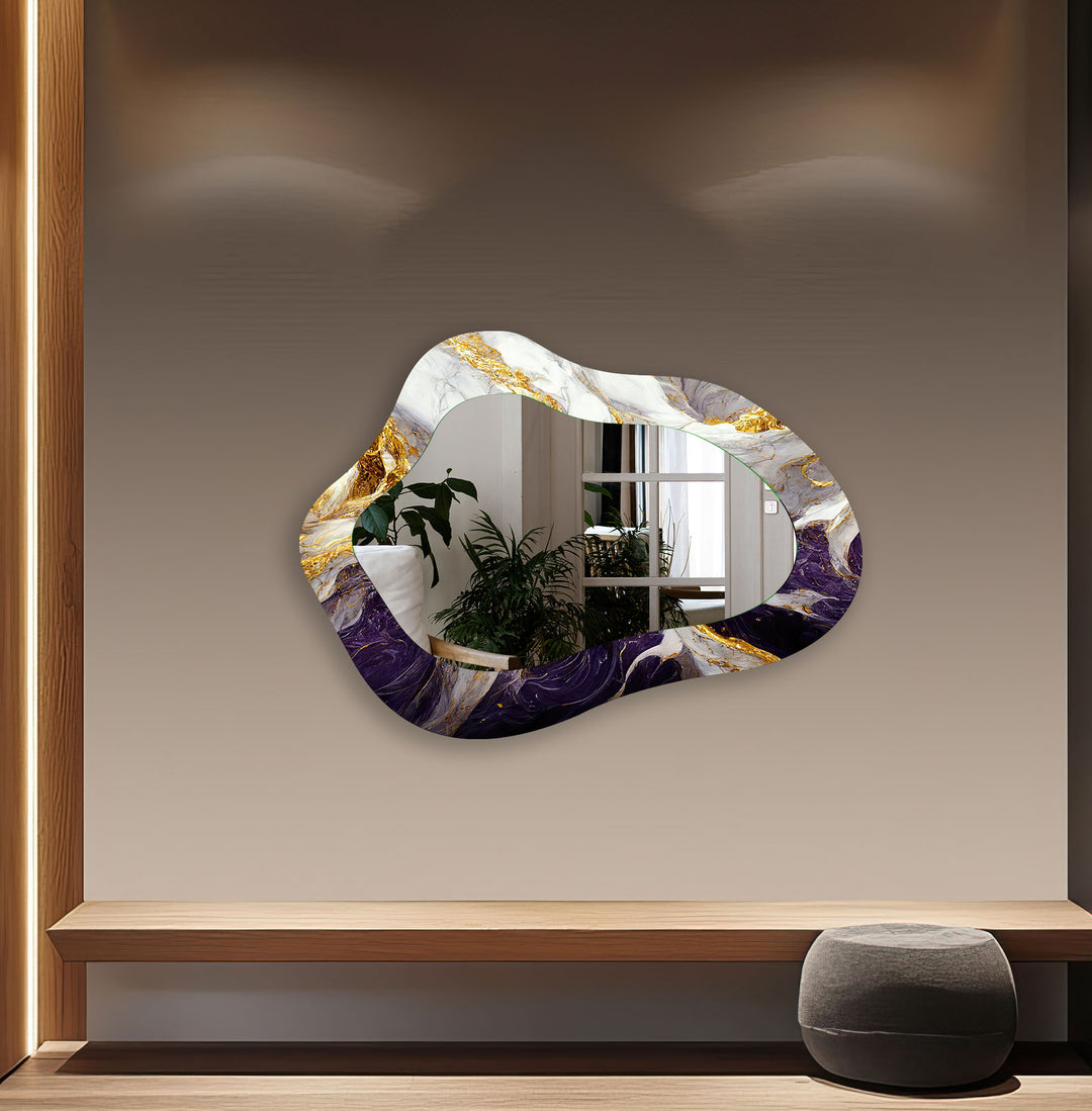 Elegant Purple Marble Decorative Wall Mirror