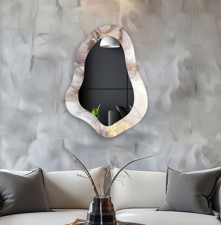 Grey Alcohol Ink Irregular Shape Wall Mirror