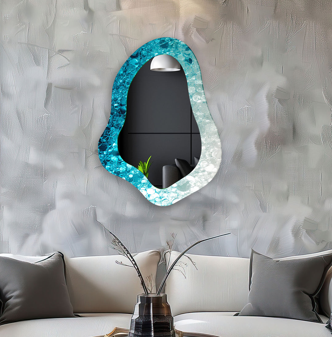 Blue Irregular Shape Decorative Wall Mirror