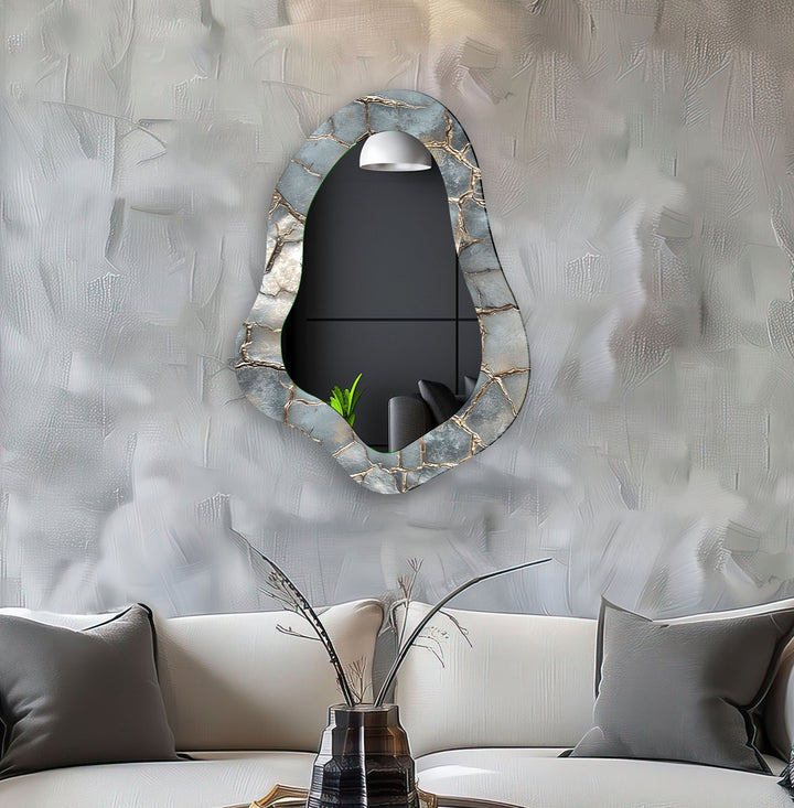 Irregular Metalic Grey Wall Mirror