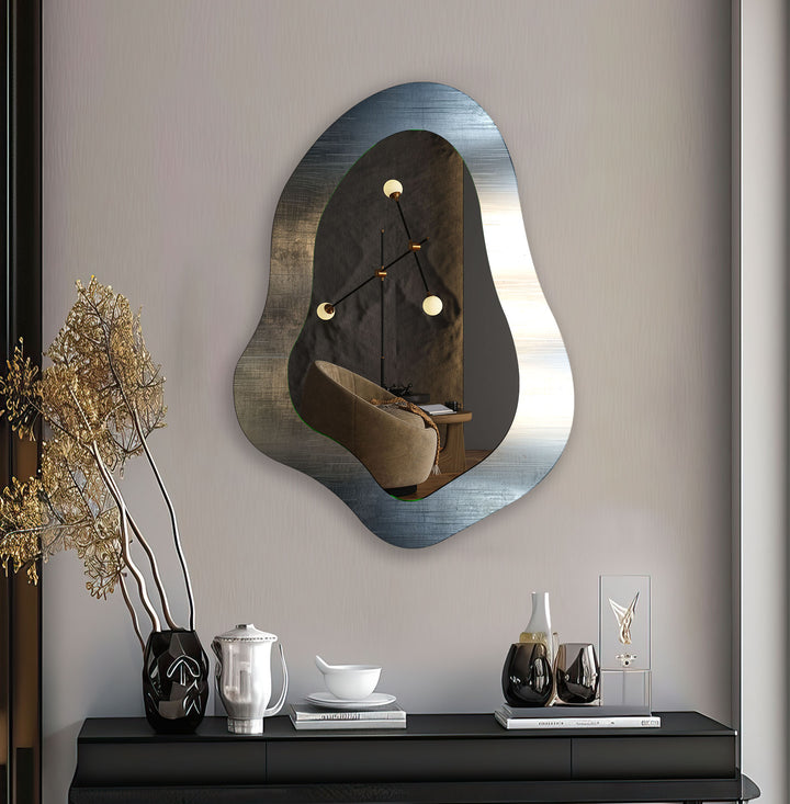 Entryway Metalic Grey Modern Wall Mirror