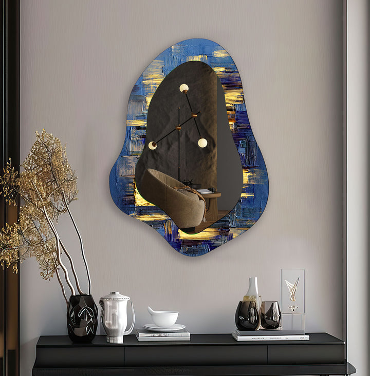 Elegant Navy Blue Decorative Wall Mirror