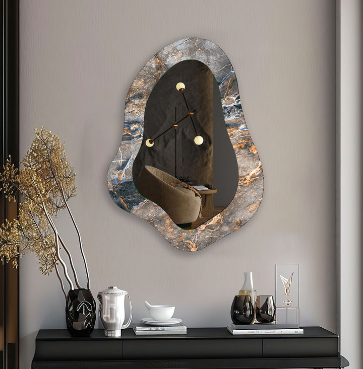 Gray Marble Bathroom Wall Mirror