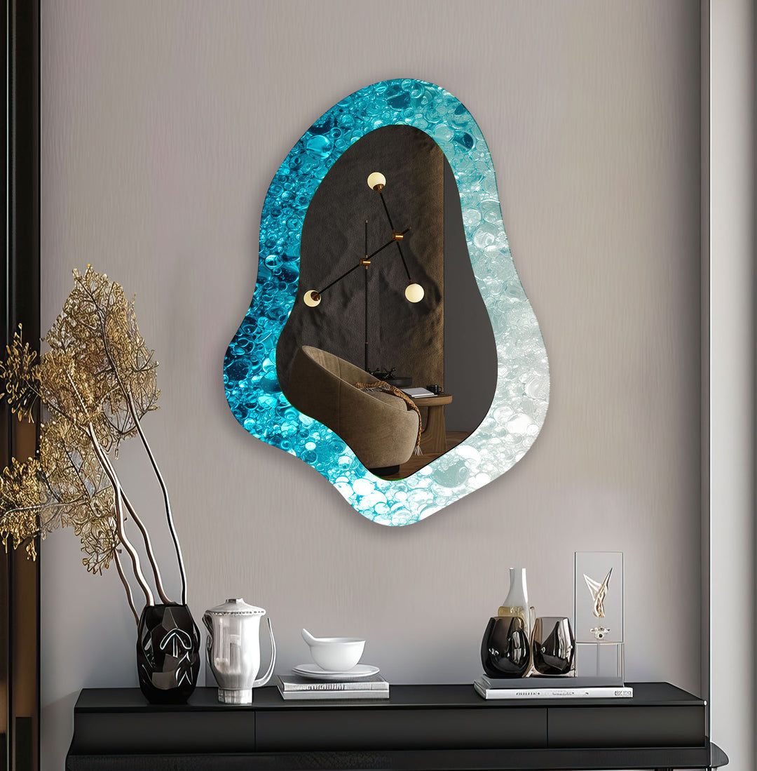 Blue Irregular Shape Decorative Wall Mirror