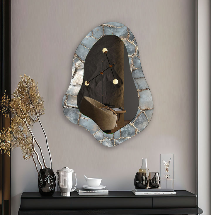 Irregular Metalic Grey Wall Mirror