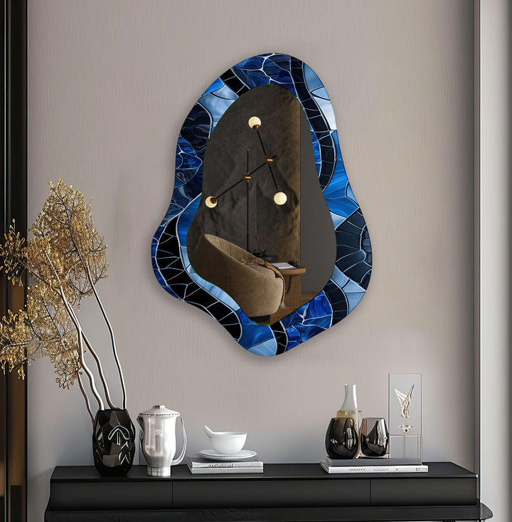 Blue Stained Glass Decorative Wall Mirror