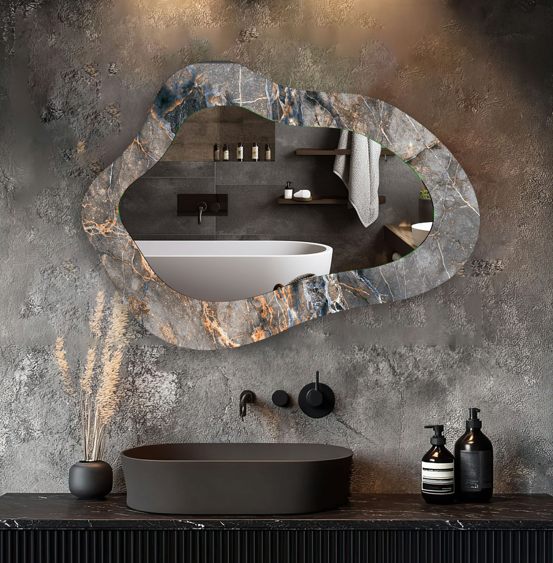 Gray Marble Bathroom Wall Mirror