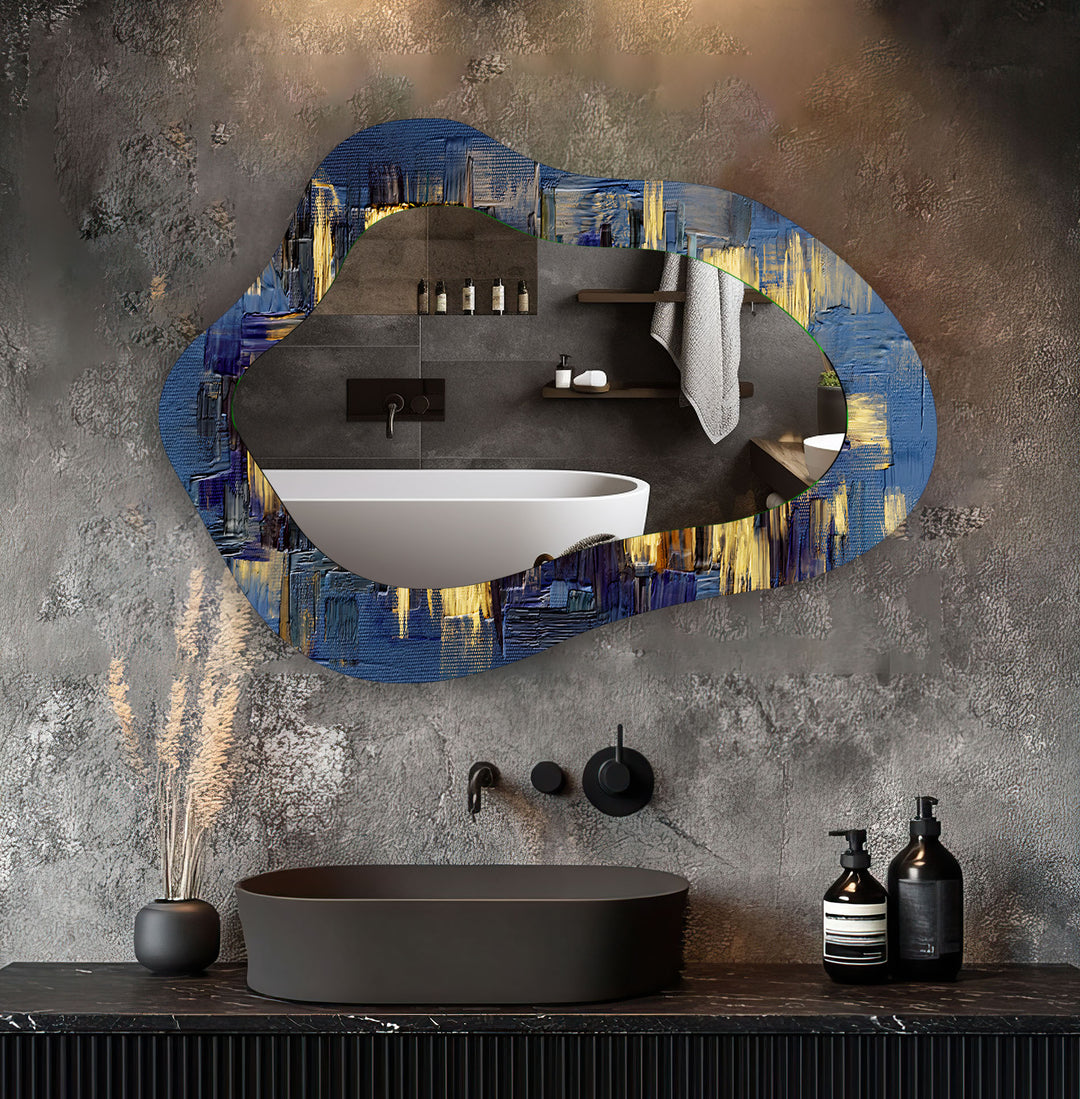 Elegant Navy Blue Decorative Wall Mirror