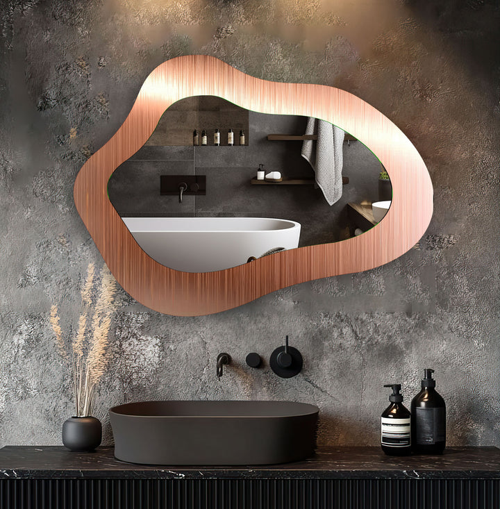 Orange Elegant Irregular Glass Wall Mirror