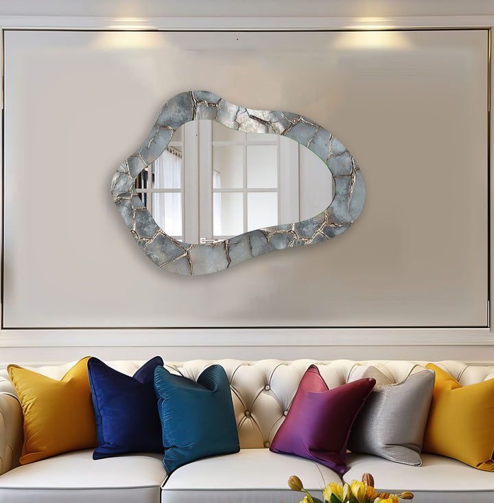 Irregular Metalic Grey Wall Mirror