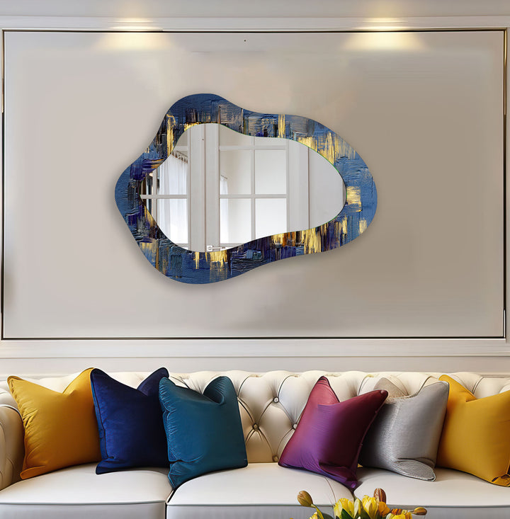 Elegant Navy Blue Decorative Wall Mirror