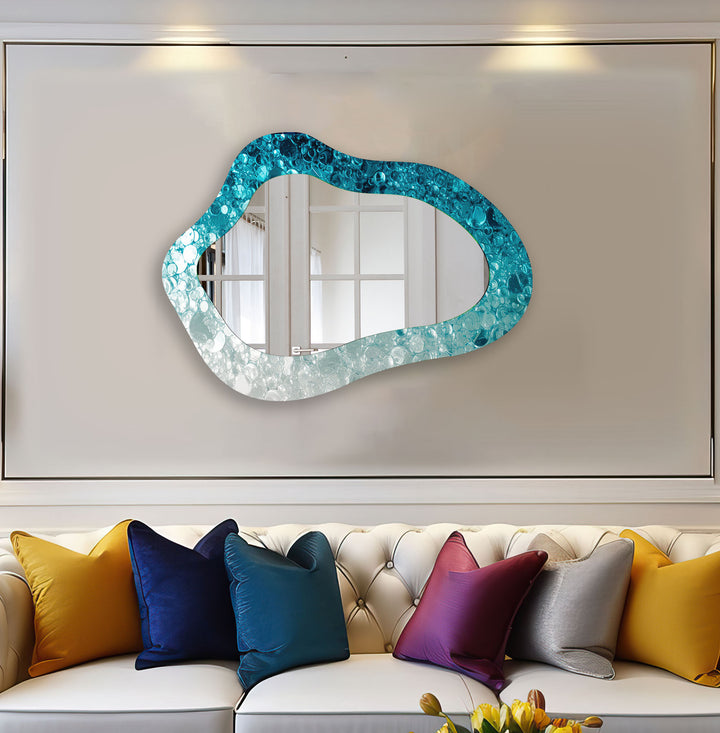 Blue Irregular Shape Decorative Wall Mirror