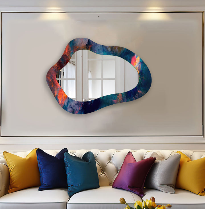 Modern Blue Abstract Entryway Wall Mirror