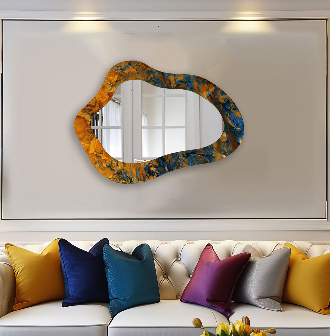 Orange Abstract Modern Wall Mirror