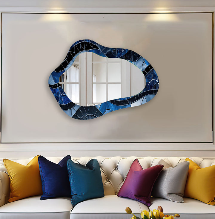 Blue Stained Glass Decorative Wall Mirror