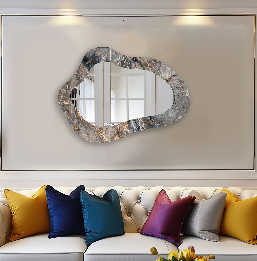 Gray Marble Bathroom Wall Mirror