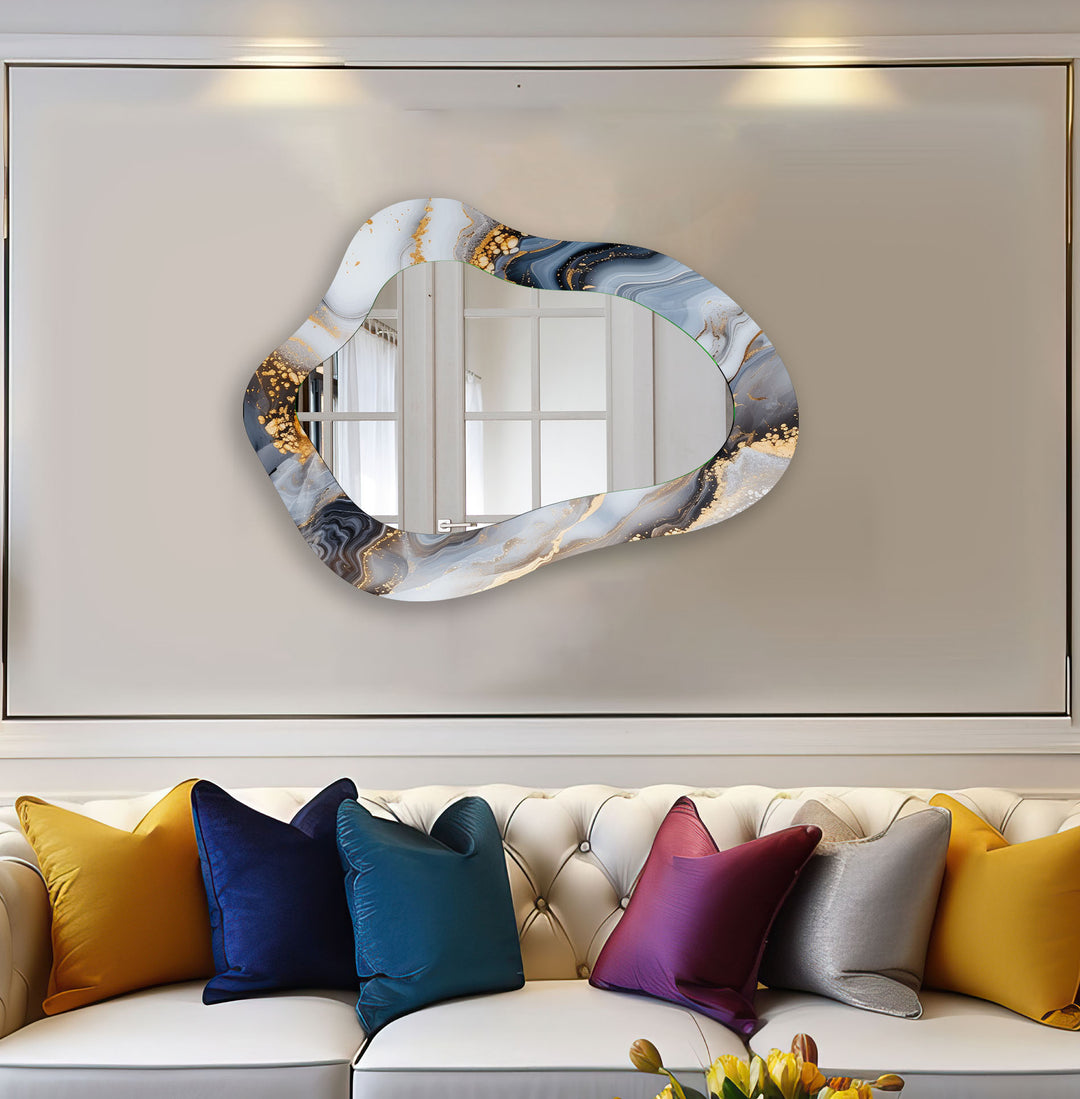 Asymmetrical Grey Alcohol Ink Wall Mirror