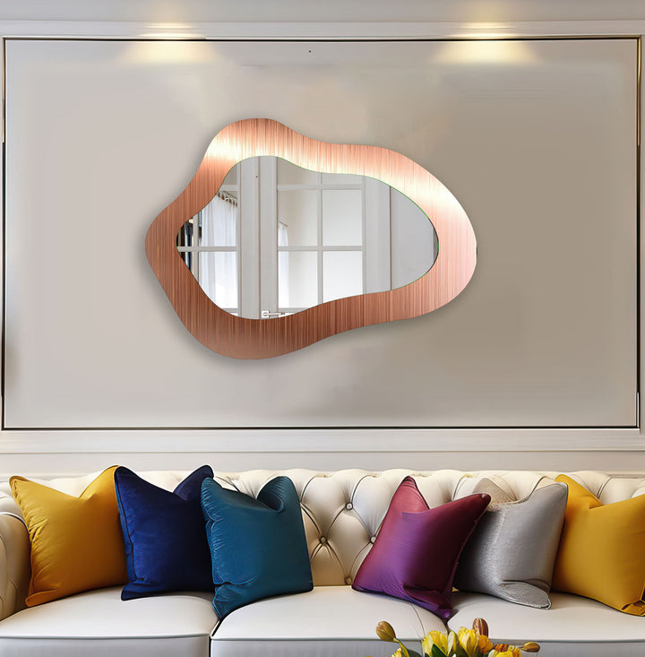 Orange Elegant Irregular Glass Wall Mirror