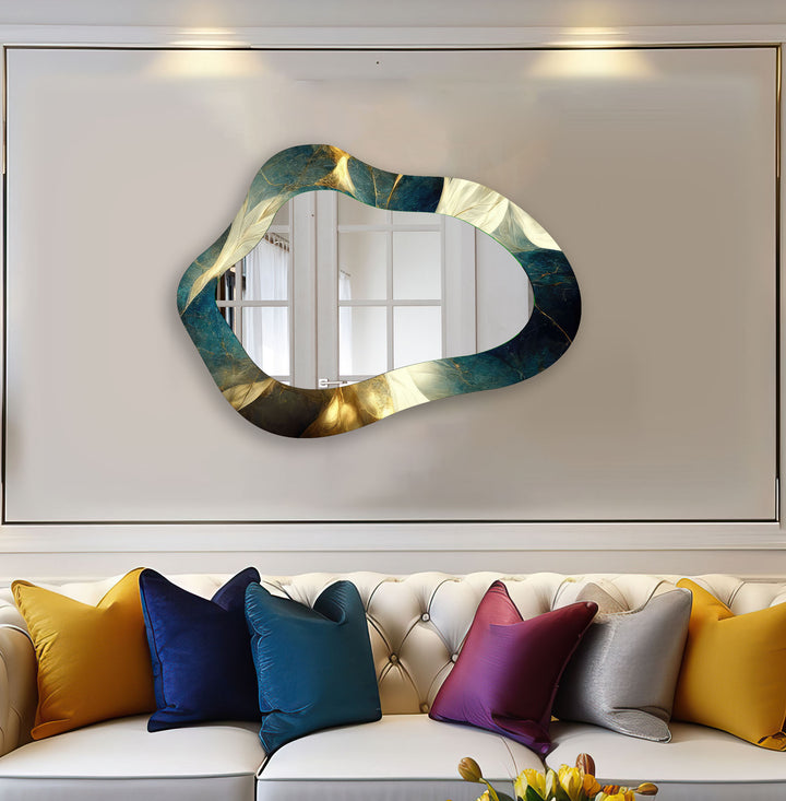 Green - Gold Marble Decorative Wall Mirror