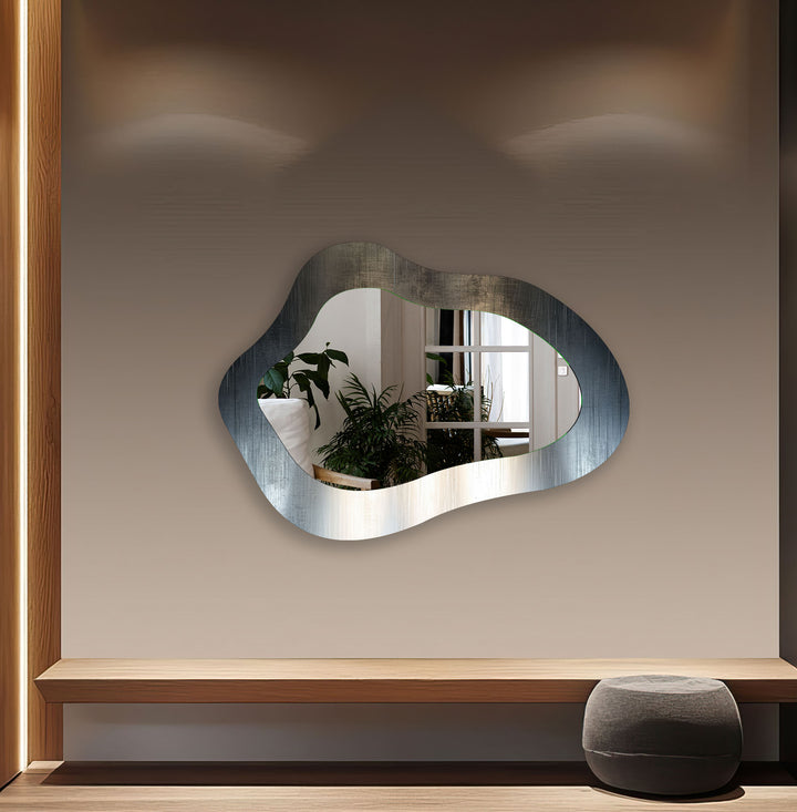 Entryway Metalic Grey Modern Wall Mirror