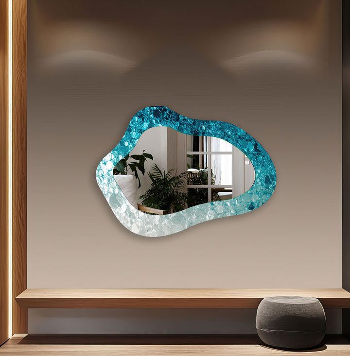 Blue Irregular Shape Decorative Wall Mirror