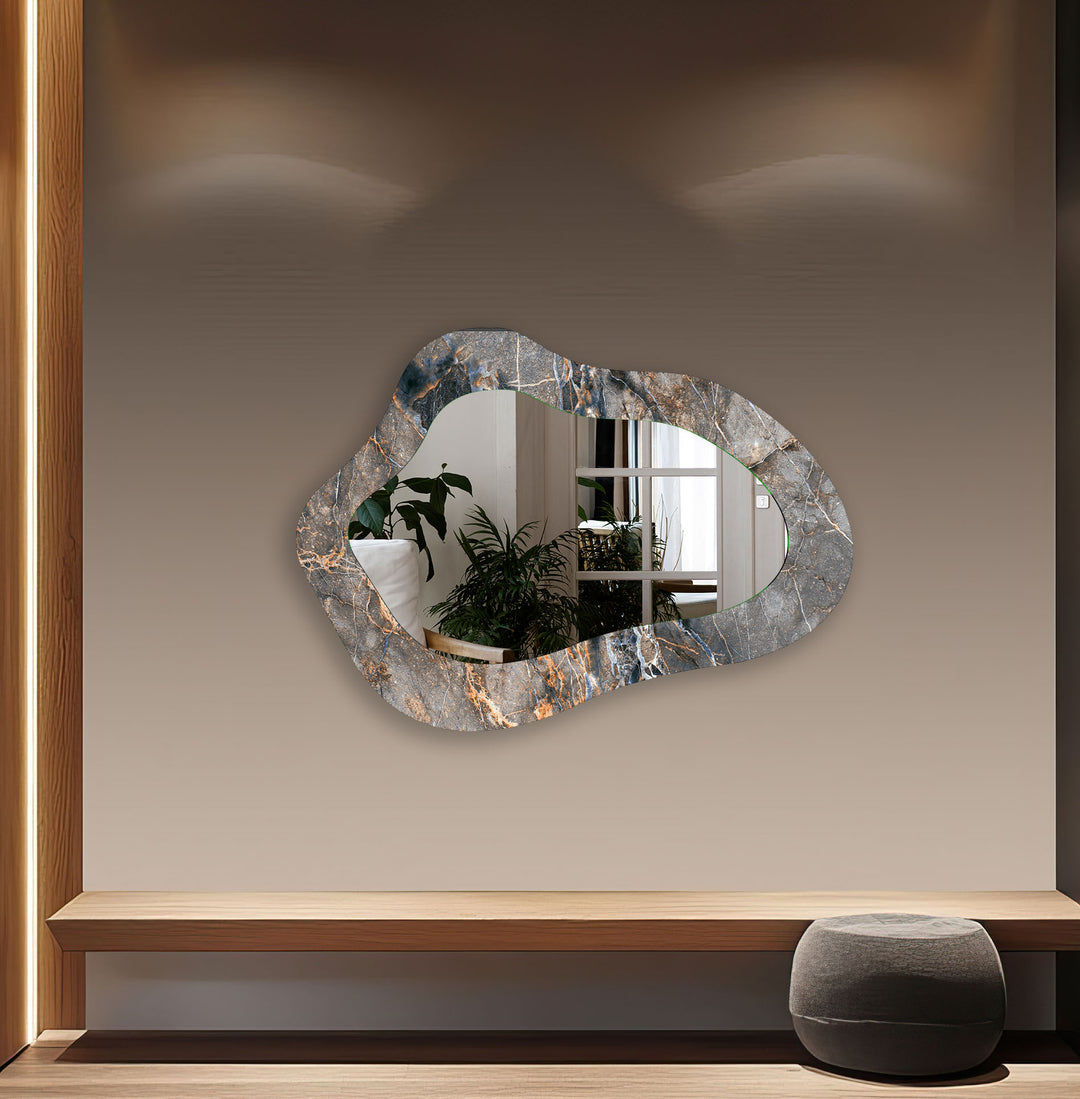 Gray Marble Bathroom Wall Mirror