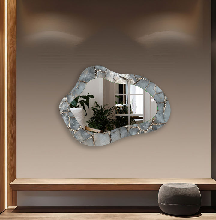 Irregular Metalic Grey Wall Mirror