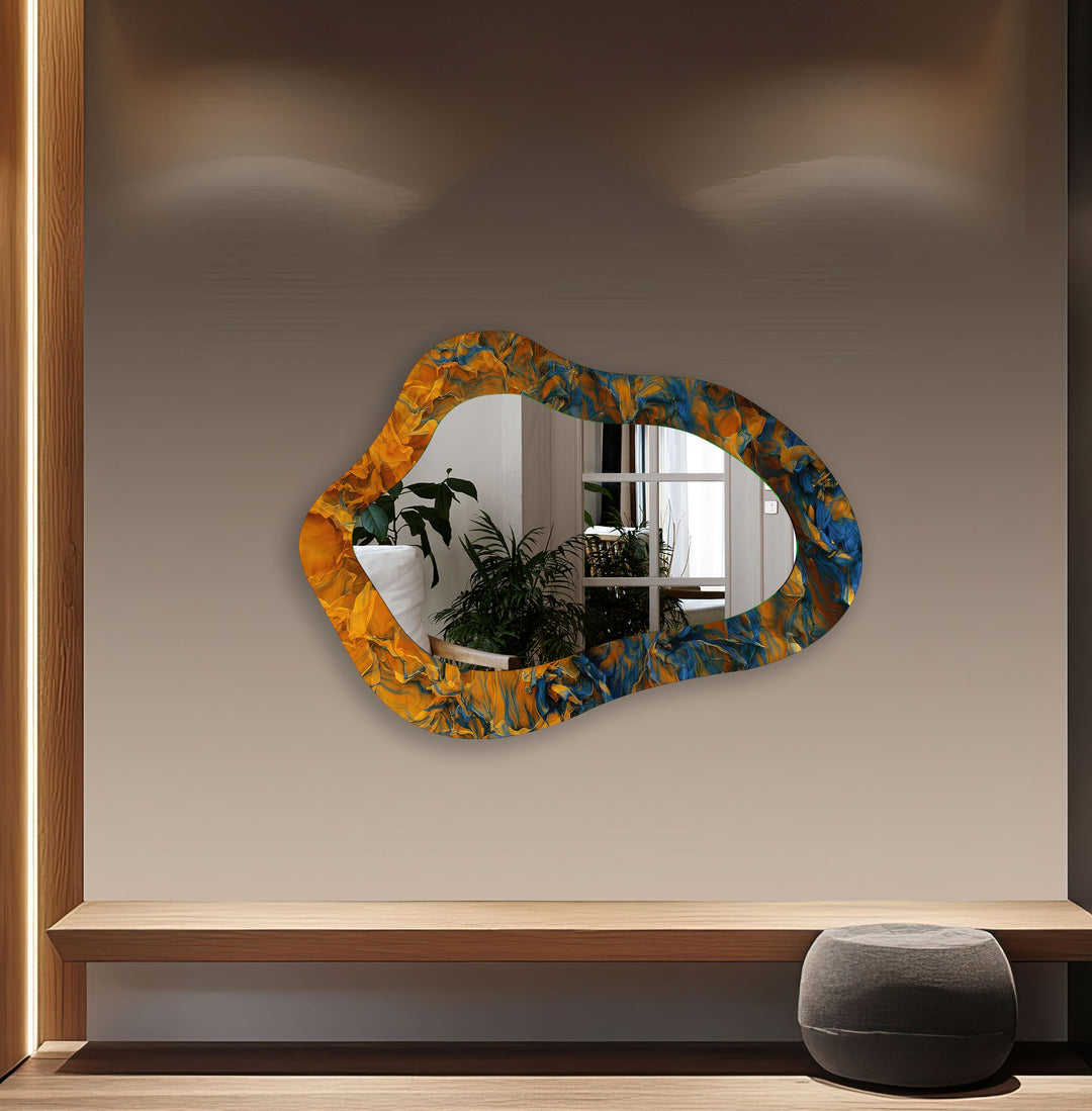 Orange Abstract Modern Wall Mirror