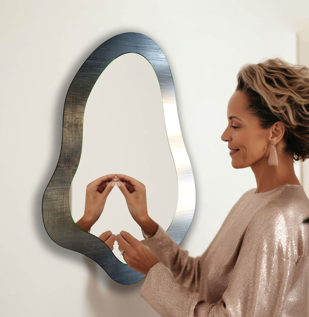 Entryway Metalic Grey Modern Wall Mirror