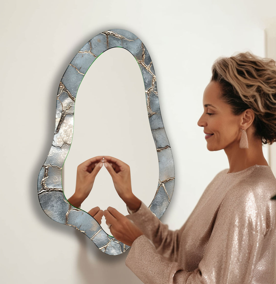 Irregular Metalic Grey Wall Mirror