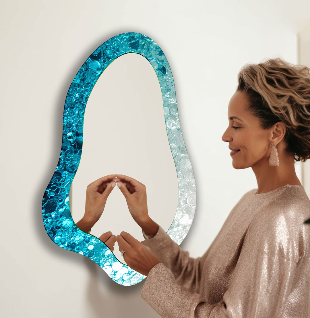 Blue Irregular Shape Decorative Wall Mirror