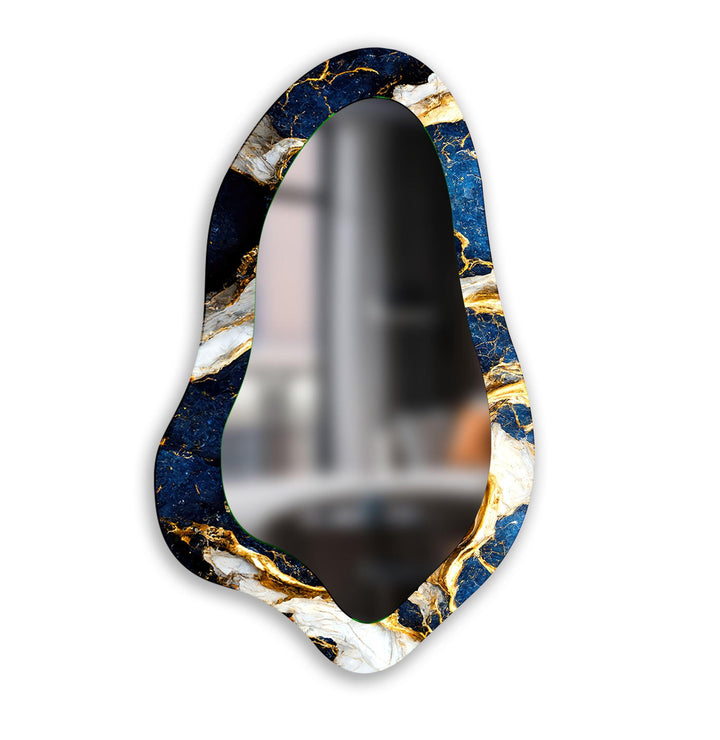 Blue & Gold Marble Bathroom Wall Mirror