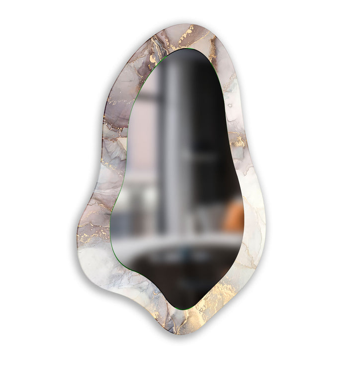 Grey Alcohol Ink Irregular Shape Wall Mirror