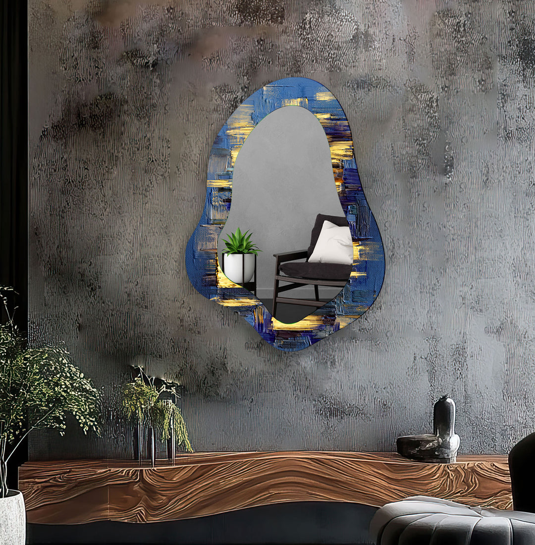 Elegant Navy Blue Decorative Wall Mirror