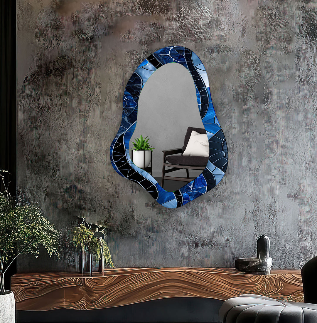 Blue Stained Glass Decorative Wall Mirror