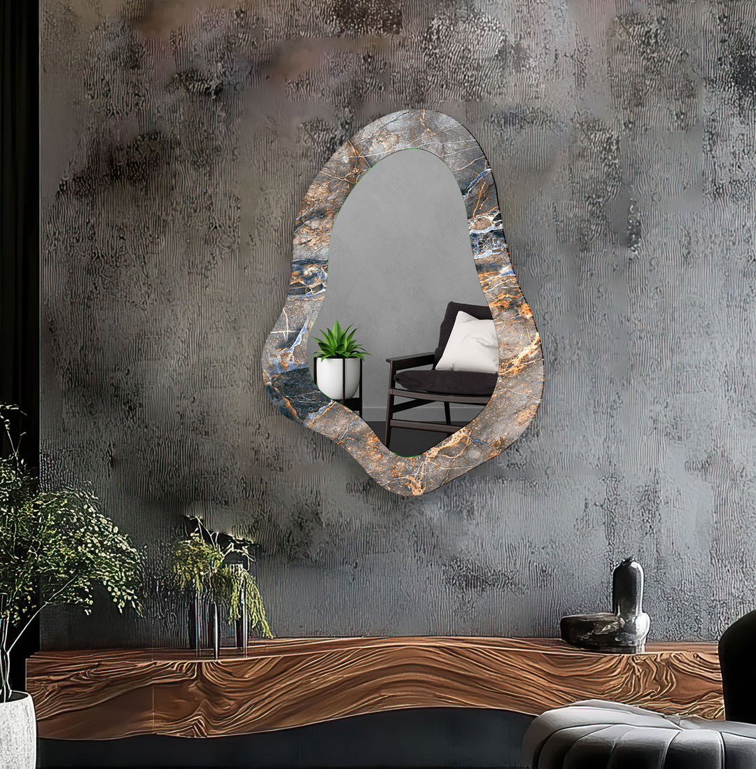 Gray Marble Bathroom Wall Mirror