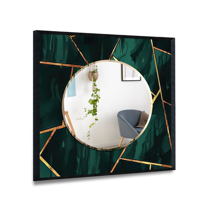 Abstract Tempered Glass Wall Mirror