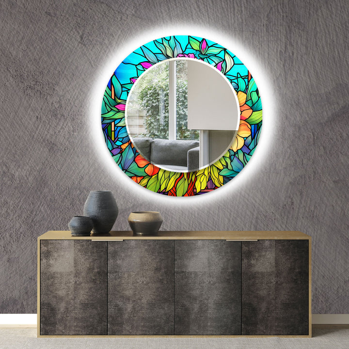 Stained Colored Design Wall Mirror Large Wall Mirror
