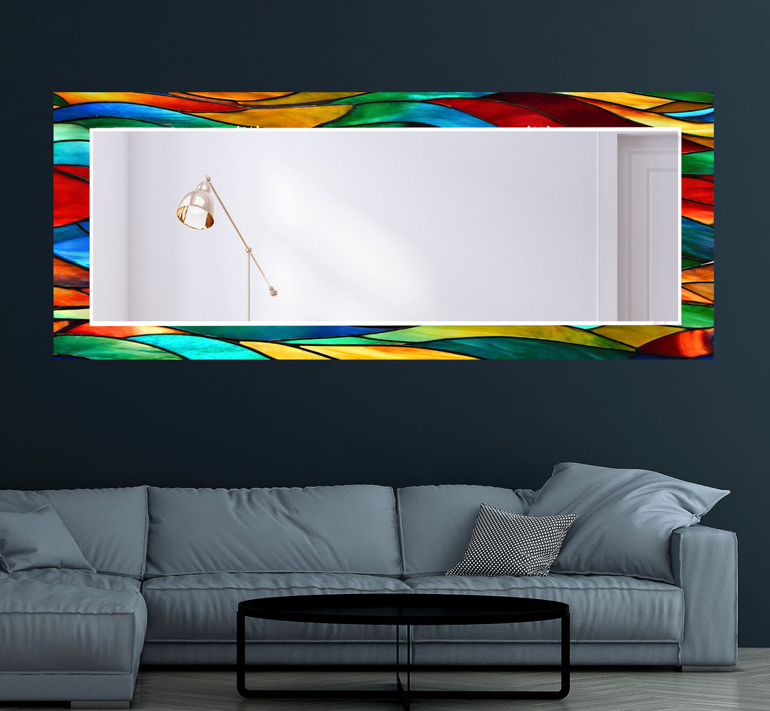 Stained Wavy Lines Wall Mirror Small Mirror
