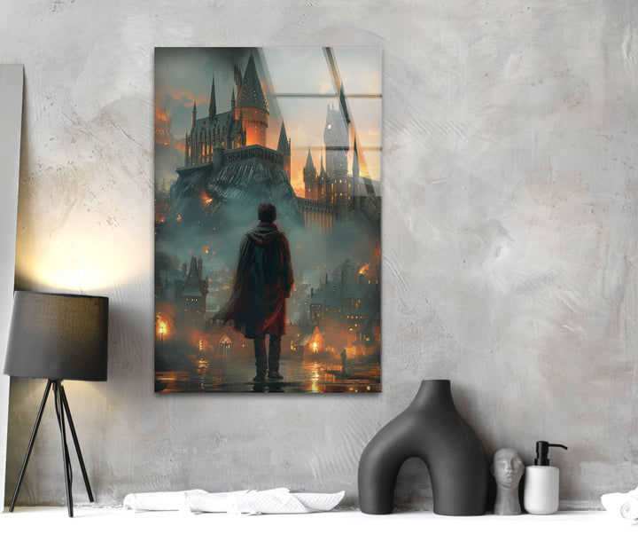 Harry Potter Hogwarts Glass Wall Art, glass art painting, glass art for the Wall