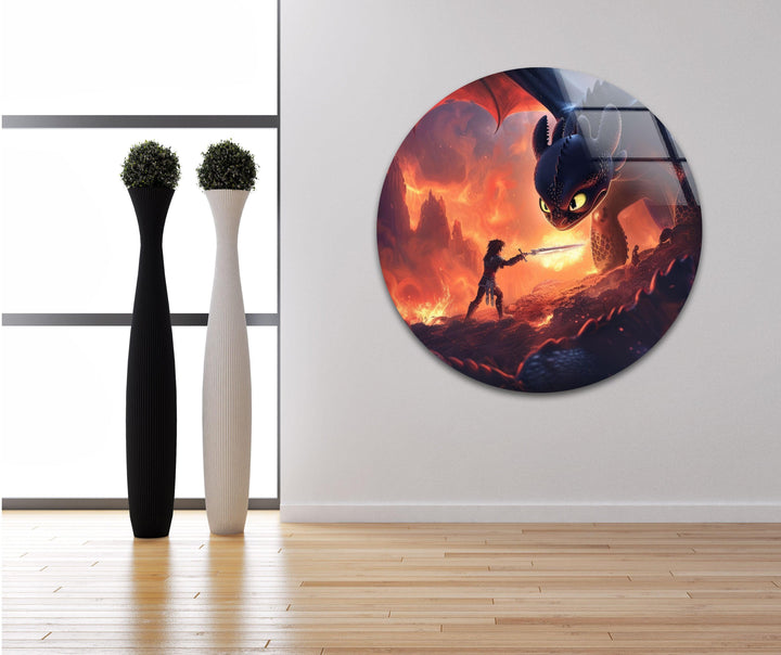 Hiccup and Toothless Glass Wall Art, Glass Printing Wall Art, Print photos on glass