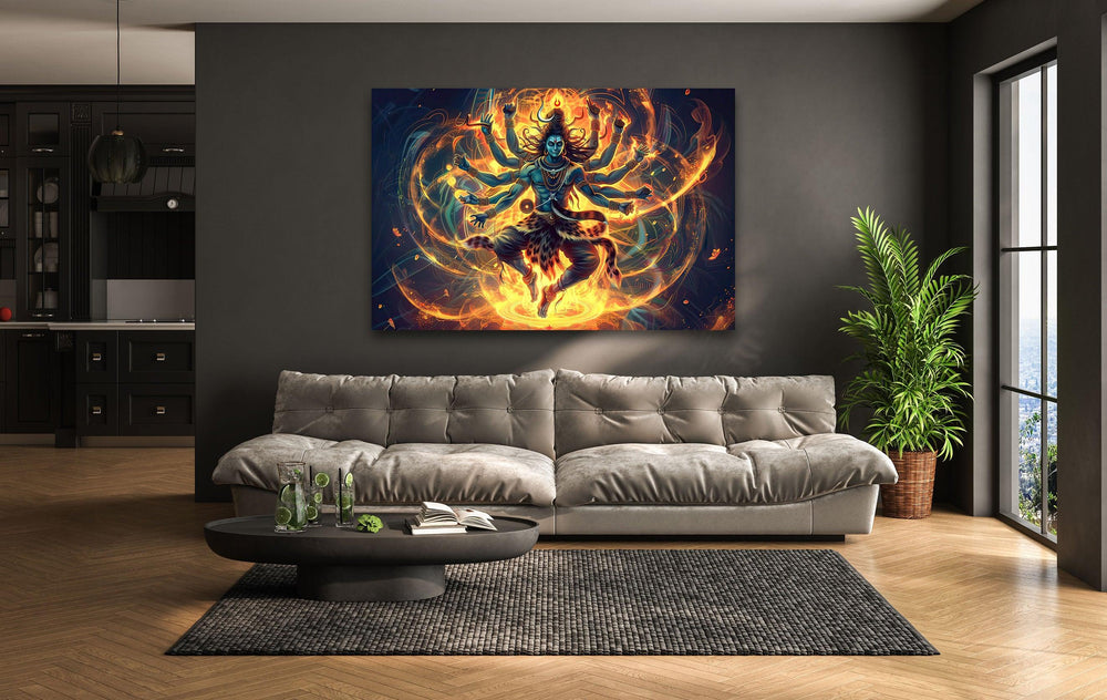 Hindu Gods Shiva and Kali Glass Wall Art glass art painting, glass art for the Wall
