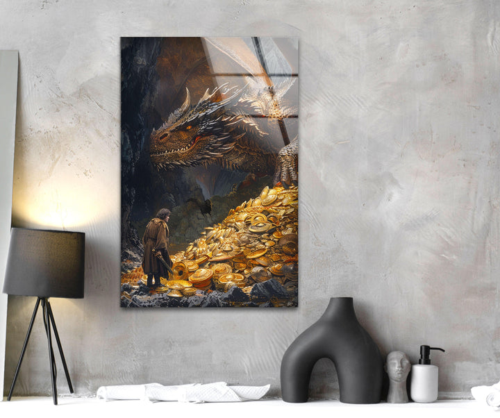 Dragon and Hobbit Bilbo Baggins Glass Wall Art art glass wall art, glass wall art pictures
