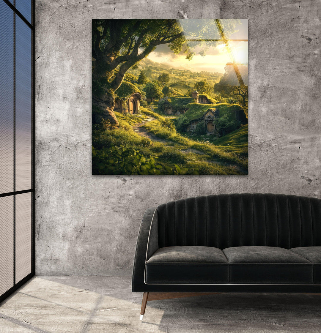 Hobbit Houses Glass Wall Art, custom glass photo prints, large glass prints