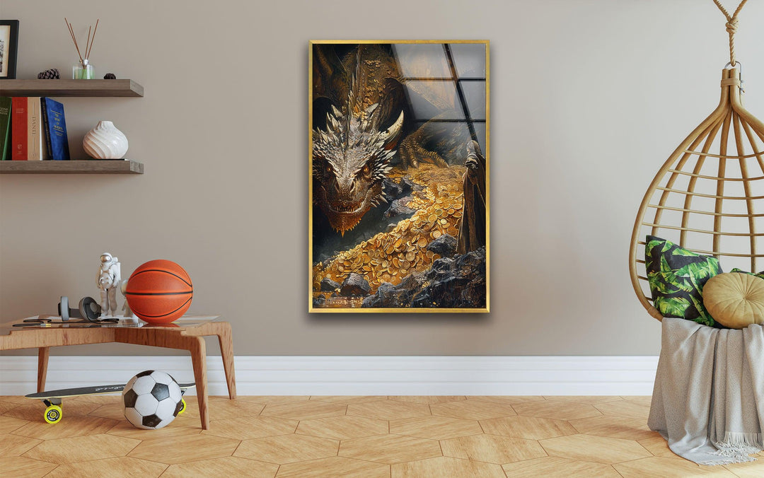 Hobbit and Dragon & Golds Glass Wall Art glass pictures for Wall, glass prints wall art
