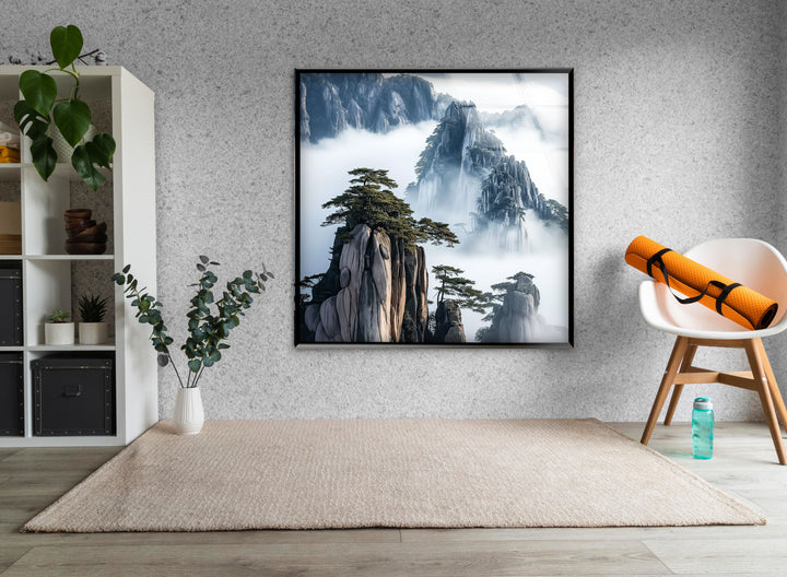 Huangshan Mountain Glass Wall Art large glass photo prints, glass wall photos
