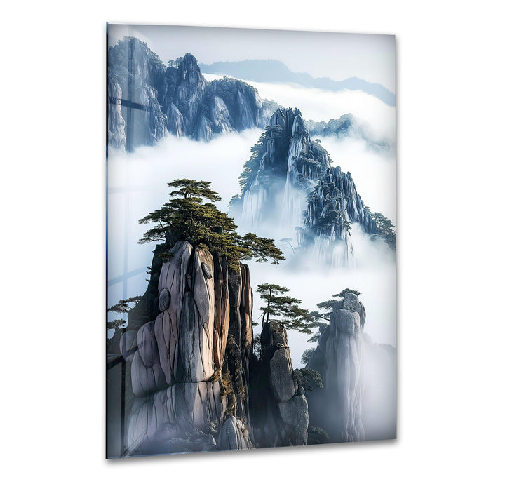 Huangshan Mountain Glass Wall Art glass pictures for Wall, glass prints wall art
