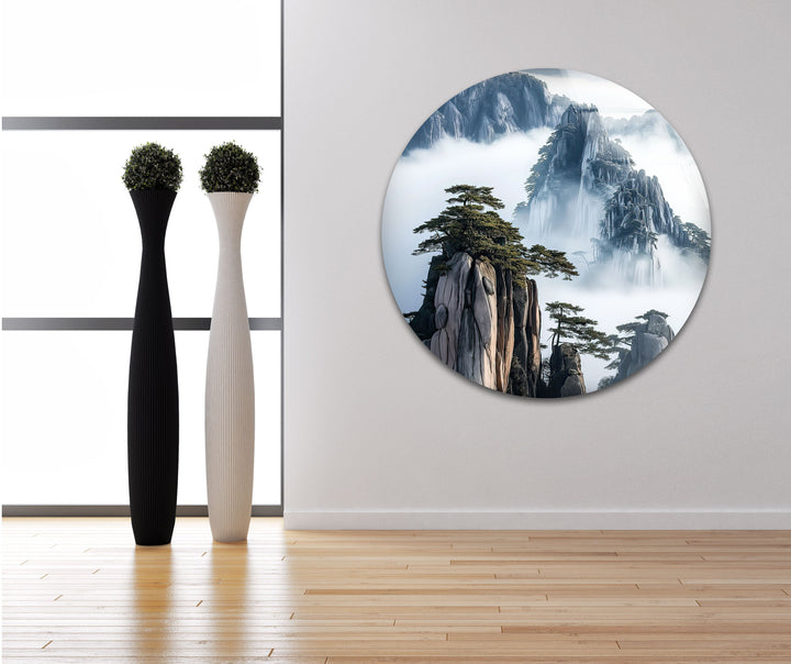 Huangshan Mountain Glass Wall Art glass art painting, glass art for the Wall
