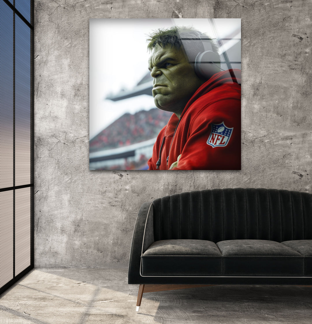 Hulk NFL Glass Wall Art photo print on glass, prints on glass wall art
